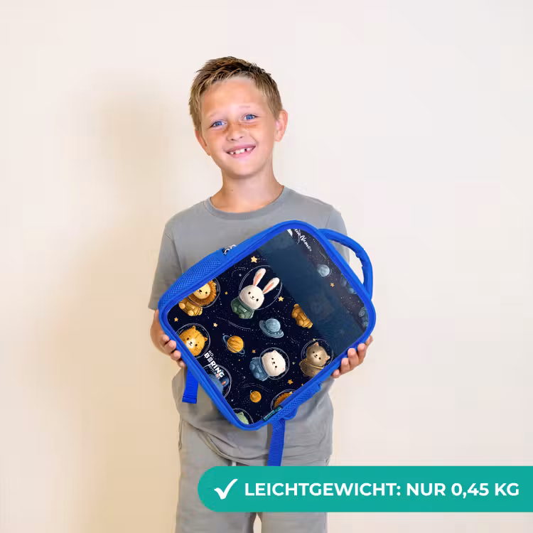 Dieren - Astronaut - Planeten - Sterren Kinderrugzak - Blauw middel -sfeer1_DE