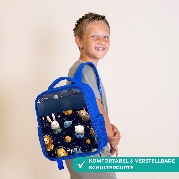 Dieren - Astronaut - Planeten - Sterren Kinderrugzak - Blauw middel -sfeer3_DE