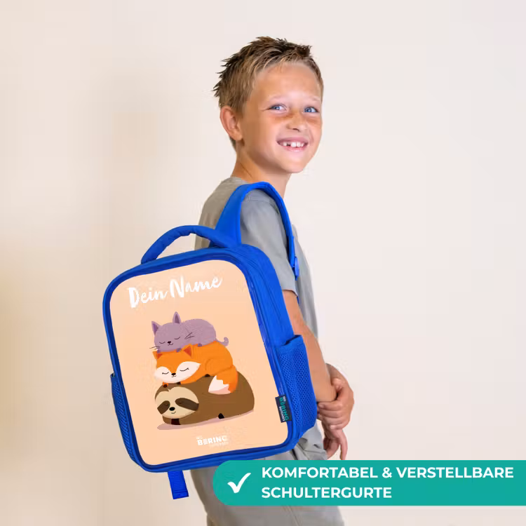 Dieren - Slapen - Samen Kinderrugzak - Blauw middel -sfeer3_DE