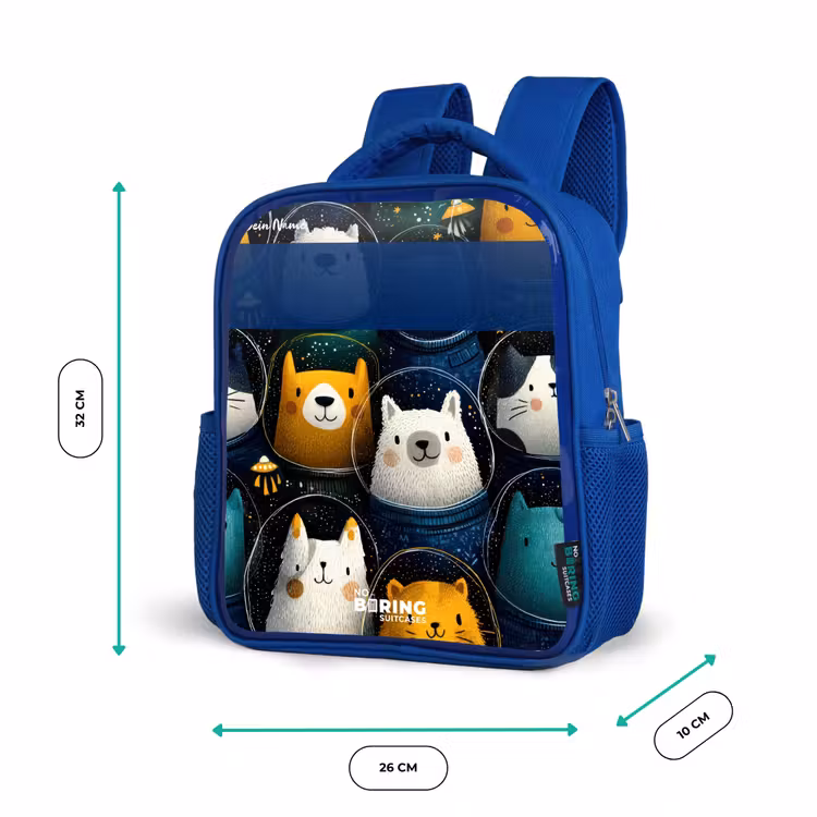 Dieren - Sterren - Planeten - Astronaut Kinderrugzak - Blauw middel -productfoto_formaten