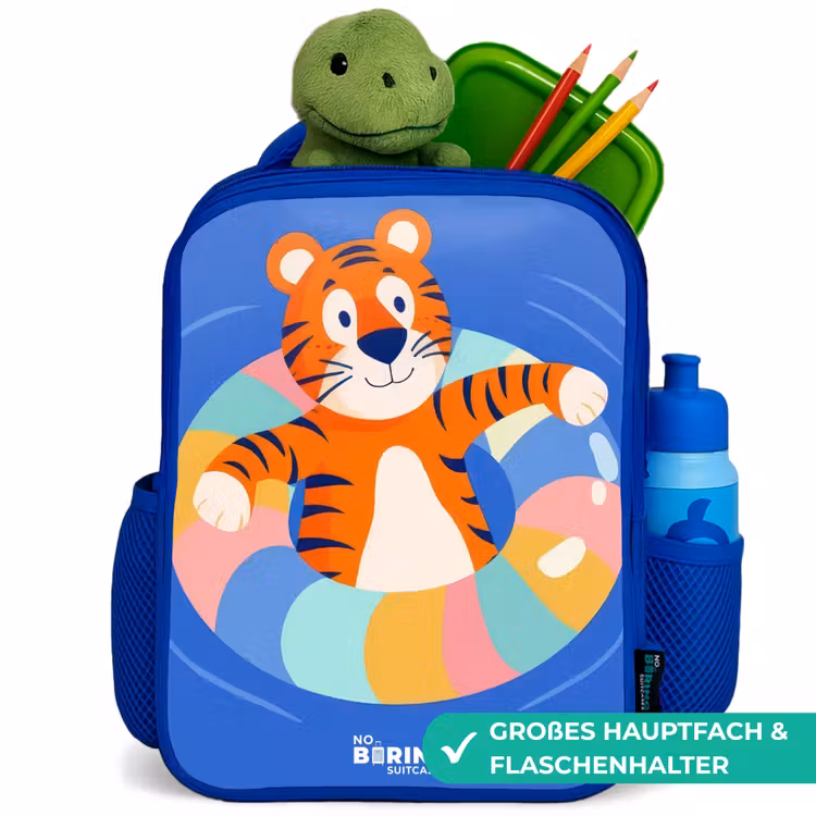 Tijger - Zwemband - Water Kinderrugzak - Blauw middel -inhoud_DE