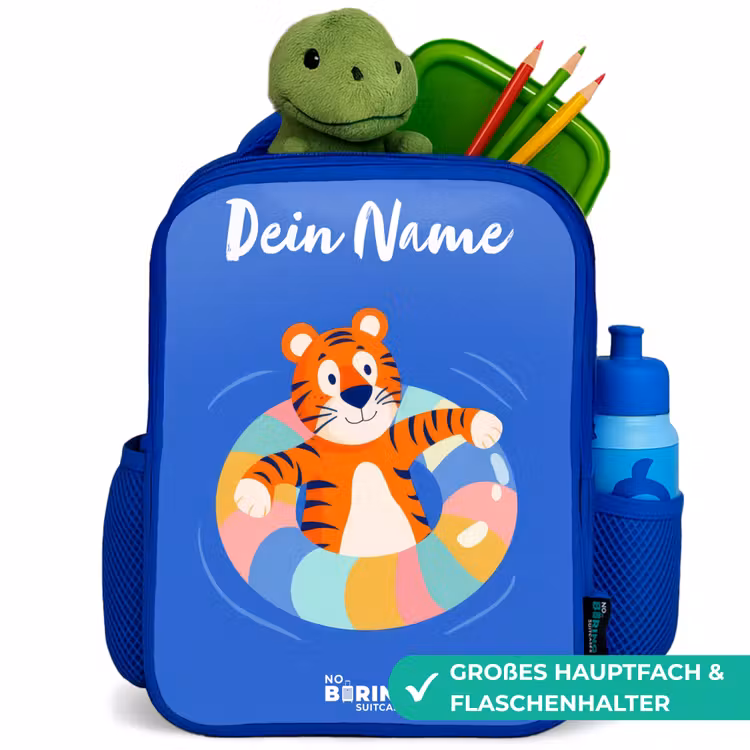 Tijger - Zwemband - Water Kinderrugzak - Blauw middel -inhoud_DE