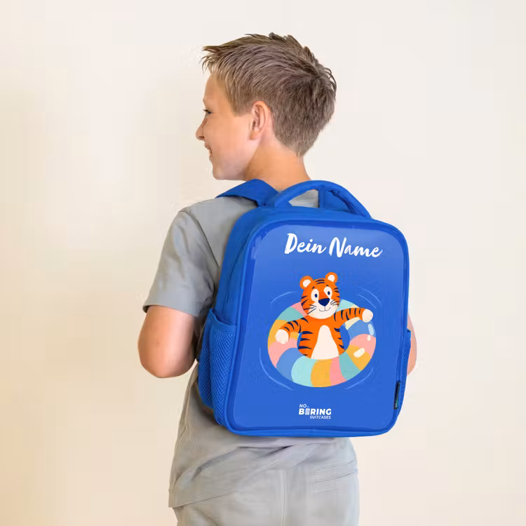 Tijger - Zwemband - Water Kinderrugzak - Blauw middel -sfeer2