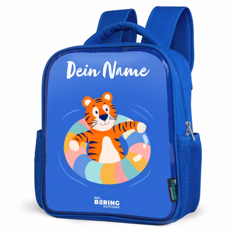 Tijger - Zwemband - Water Kinderrugzak - Blauw middel -schuin