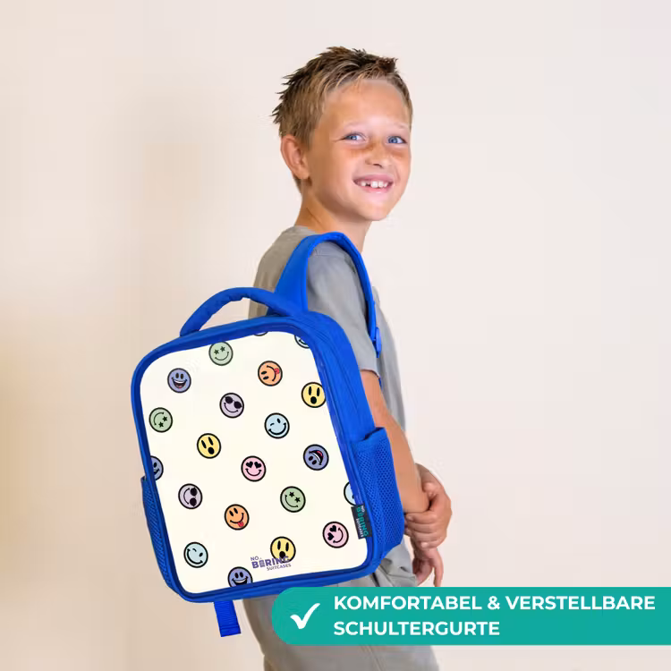 Speelse smiley-mix Kinderrugzak - Blauw middel -sfeer3_DE