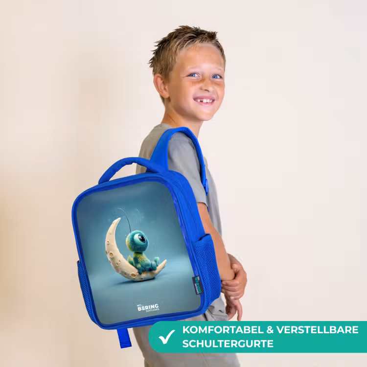Dromerig Wezentje op de Maan Kinderrugzak - Blauw middel -sfeer3_DE