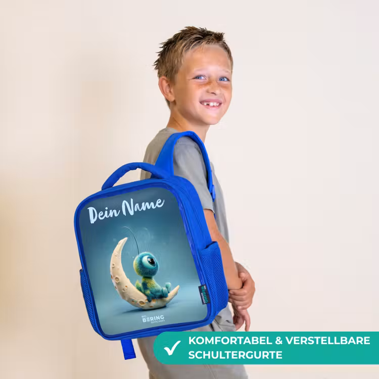 Dromerig Wezentje op de Maan Kinderrugzak - Blauw middel -sfeer3_DE