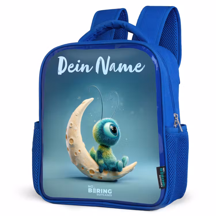 Dromerig Wezentje op de Maan Kinderrugzak - Blauw middel -schuin