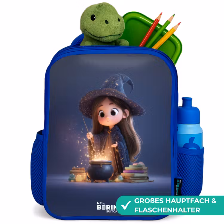Betoverend meisje met ketel Kinderrugzak - Blauw middel -inhoud_DE