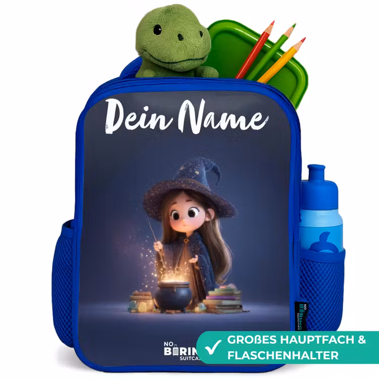 Betoverend meisje met ketel Kinderrugzak - Blauw middel -inhoud_DE