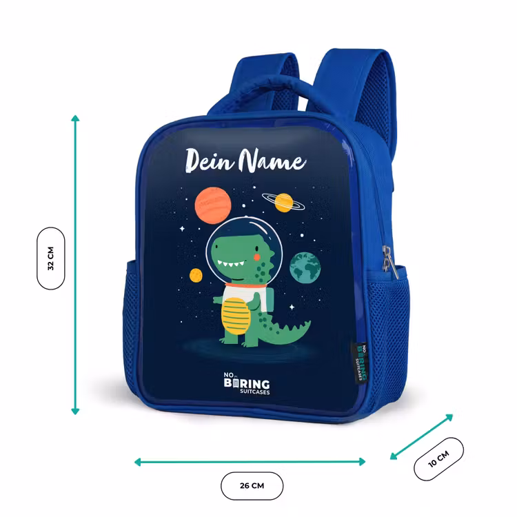 Ruimte - Dino - Planeten - Sterren Kinderrugzak - Blauw middel -productfoto_formaten