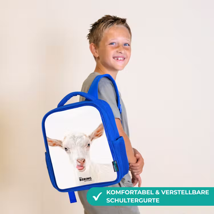 Geit die z'n Tong Uitsteekt Kinderrugzak - Blauw middel -sfeer3_DE