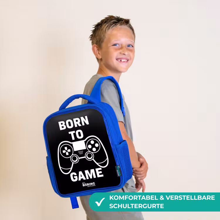 Born to game met controller Kinderrugzak - Blauw middel -sfeer3_DE