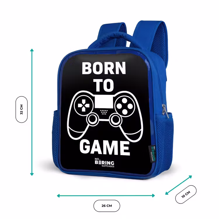 Born to game met controller Kinderrugzak - Blauw middel -productfoto_formaten
