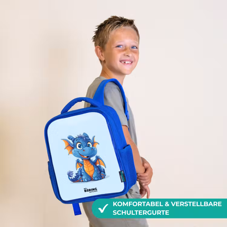 Dinky draakje Kinderrugzak - Blauw middel -sfeer3_DE