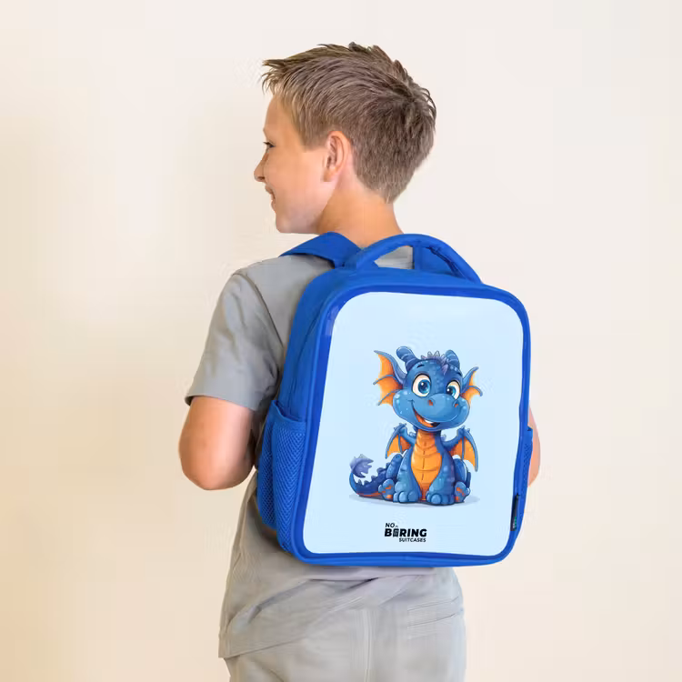 Dinky draakje Kinderrugzak - Blauw middel -sfeer2