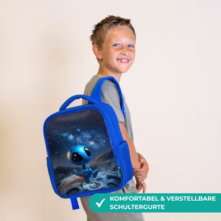Blauw buitenaards wezentje onder sterrenhemel Kinderrugzak - Blauw middel -sfeer3_DE