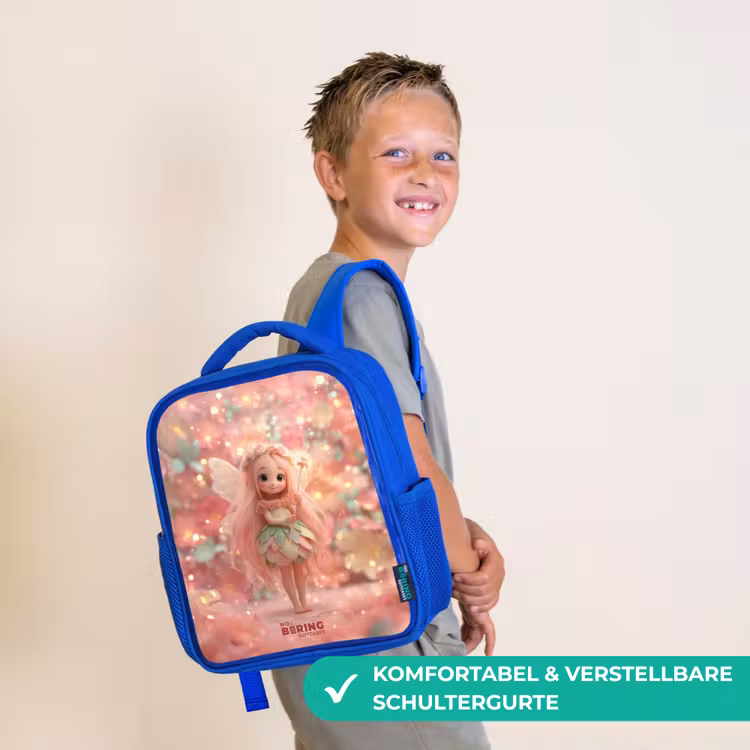 Bloemenfee in roze sprookjeswereld Kinderrugzak - Blauw middel -sfeer3_DE