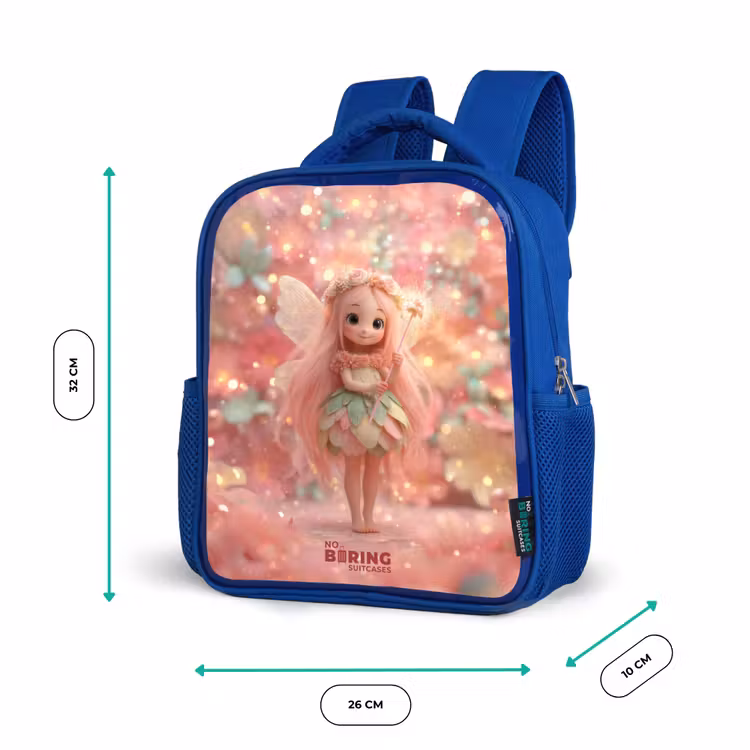 Bloemenfee in roze sprookjeswereld Kinderrugzak - Blauw middel -productfoto_formaten