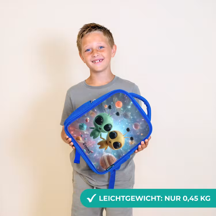 Vrolijke buitenaardse vrienden Kinderrugzak - Blauw middel -sfeer1_DE