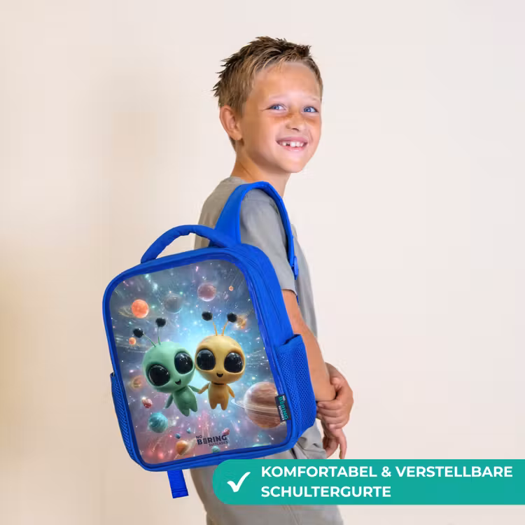 Vrolijke buitenaardse vrienden Kinderrugzak - Blauw middel -sfeer3_DE