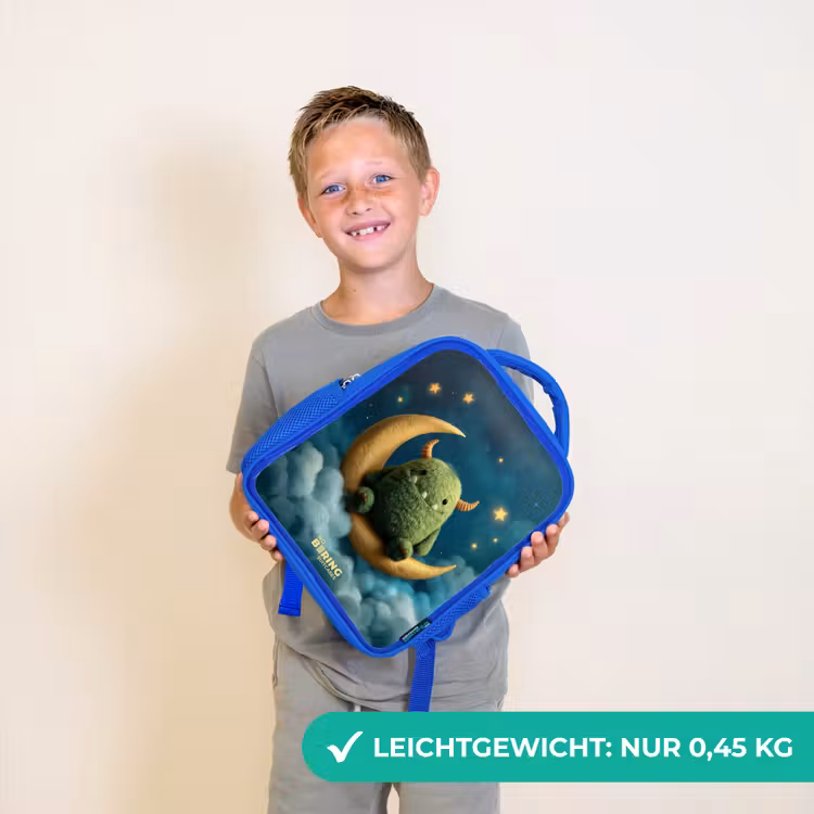 Groen monster op maansikkel Kinderrugzak - Blauw middel -sfeer1_DE