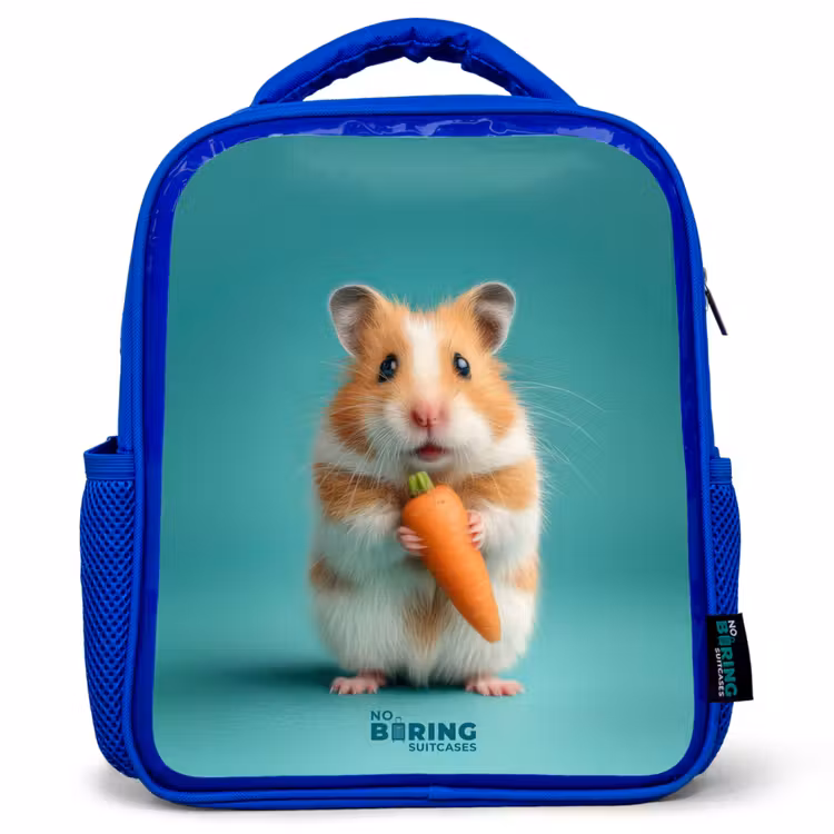 Hamster - Wortel - Dier Kinderrugzak - Blauw middel -3d