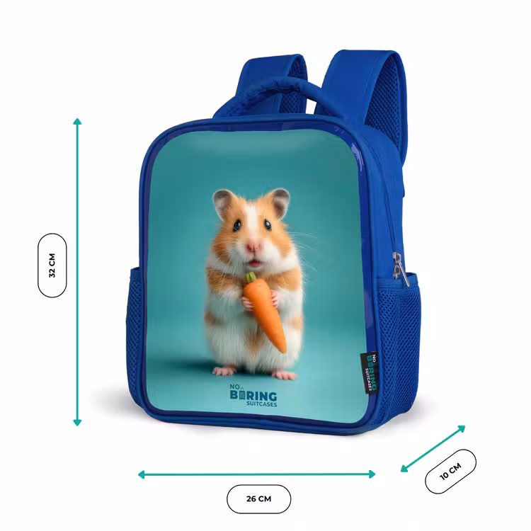 Hamster - Wortel - Dier Kinderrugzak - Blauw middel -productfoto_formaten