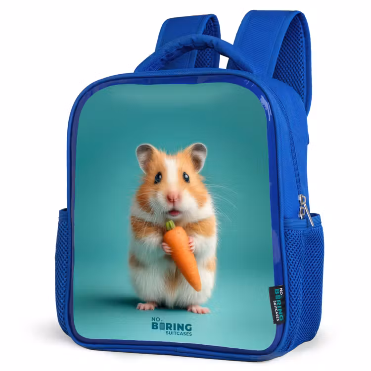 Hamster - Wortel - Dier Kinderrugzak - Blauw middel -schuin