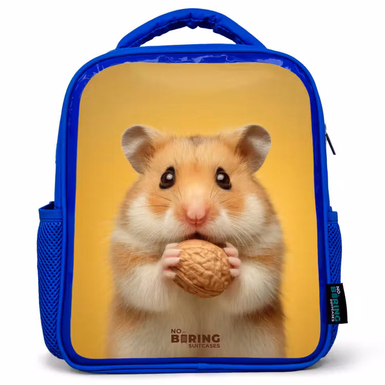 Hamster - Walnoot - Dier Kinderrugzak - Blauw middel -3d