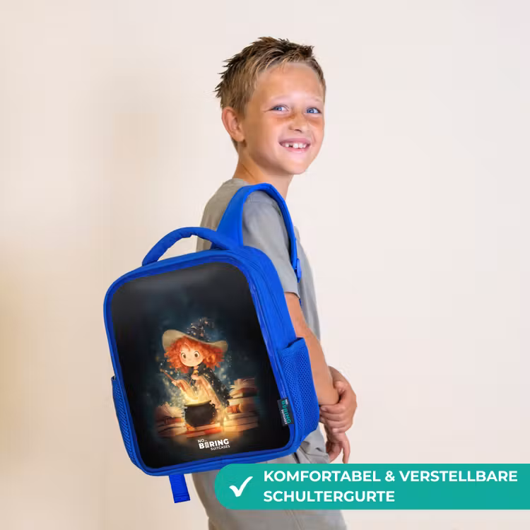 Heks met Sprankelende Toverdrank Kinderrugzak - Blauw middel -sfeer3_DE
