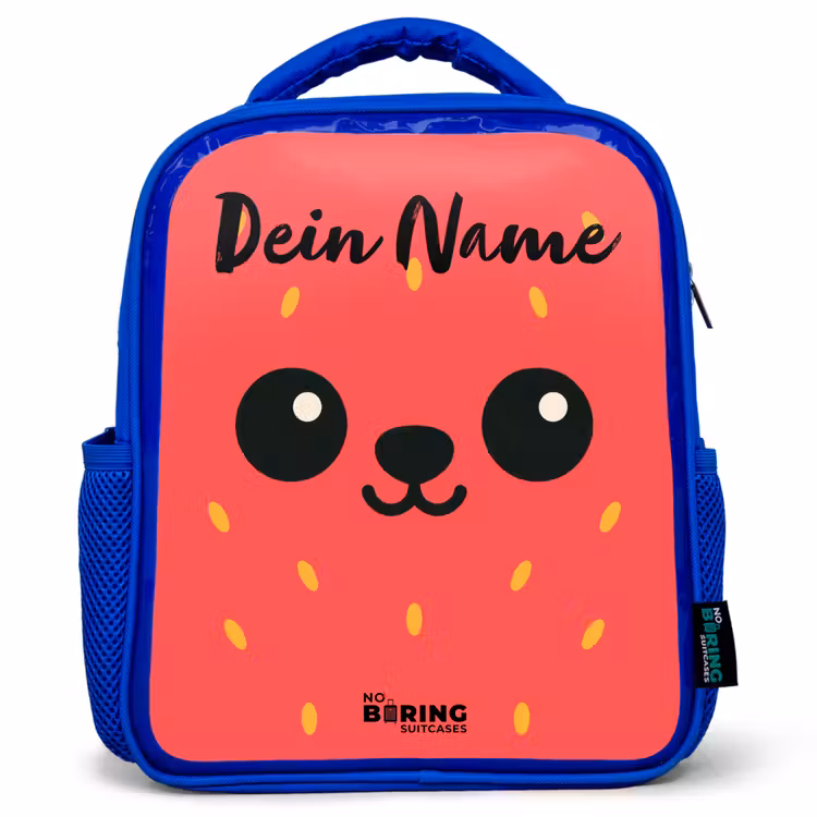 Kawai - Aardbei - Rood Kinderrugzak - Blauw middel -3d