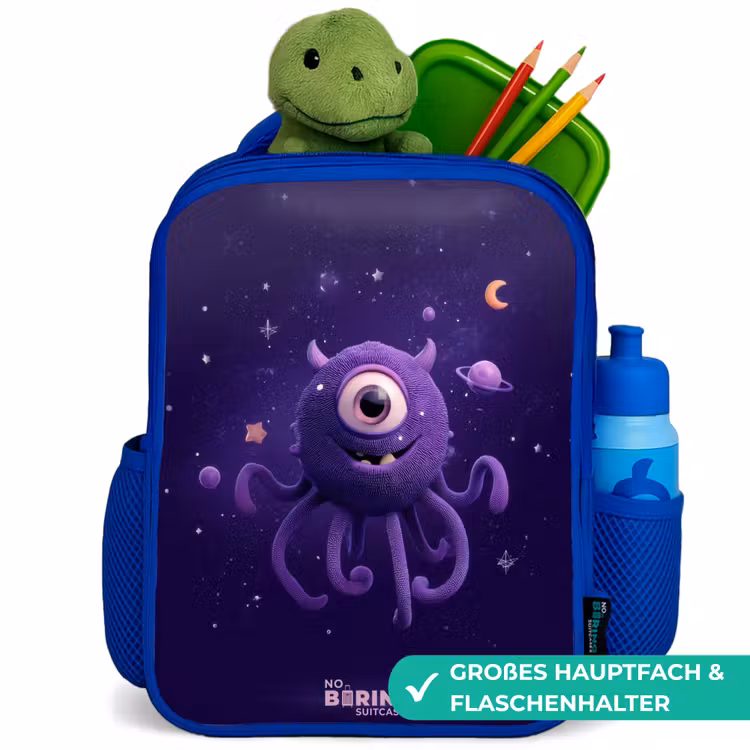 Kosmisch tentakelmonster Kinderrugzak - Blauw middel -inhoud_DE