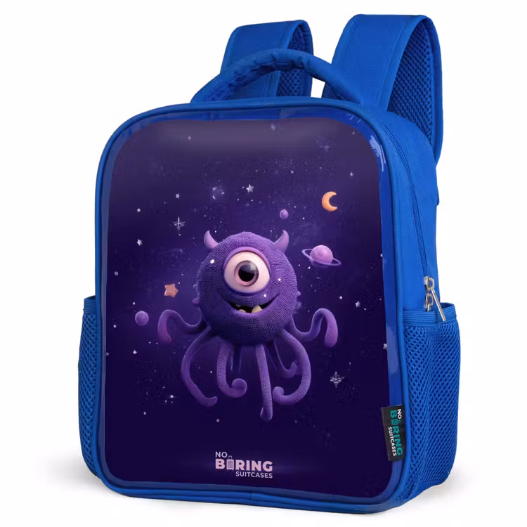Kosmisch tentakelmonster Kinderrugzak - Blauw middel -schuin
