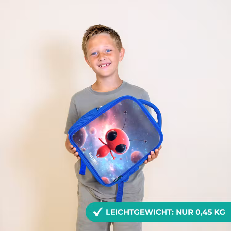 Rood Ruimtewezen in Kosmische Dans Kinderrugzak - Blauw middel -sfeer1_DE