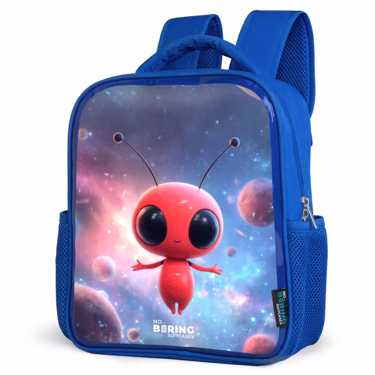 Rood Ruimtewezen in Kosmische Dans Kinderrugzak - Blauw middel -schuin