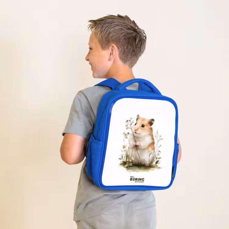 Dier - Natuur - Hamster Kinderrugzak - Blauw middel -sfeer2