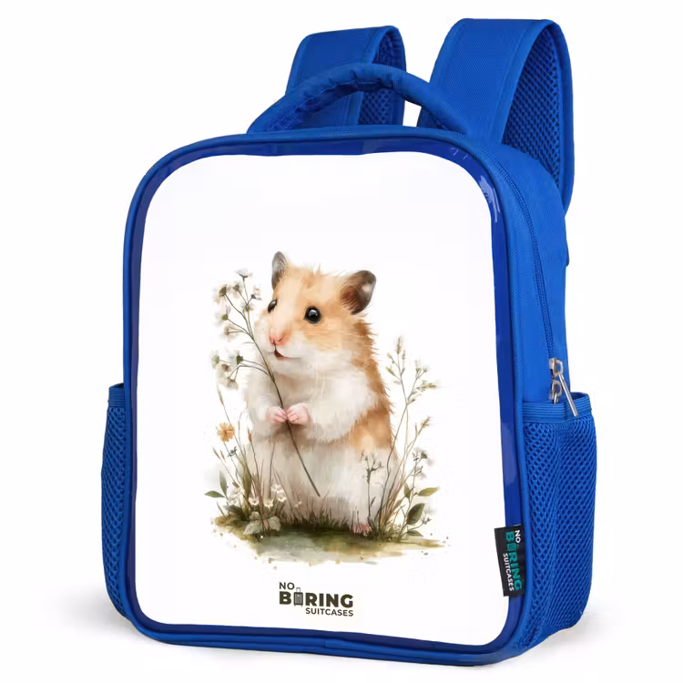 Dier - Natuur - Hamster Kinderrugzak - Blauw middel -schuin