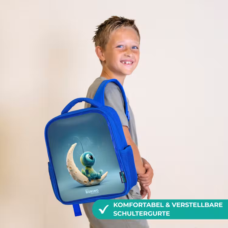 Dromerig Wezentje op de Maan Kinderrugzak - Blauw middel -sfeer3_DE