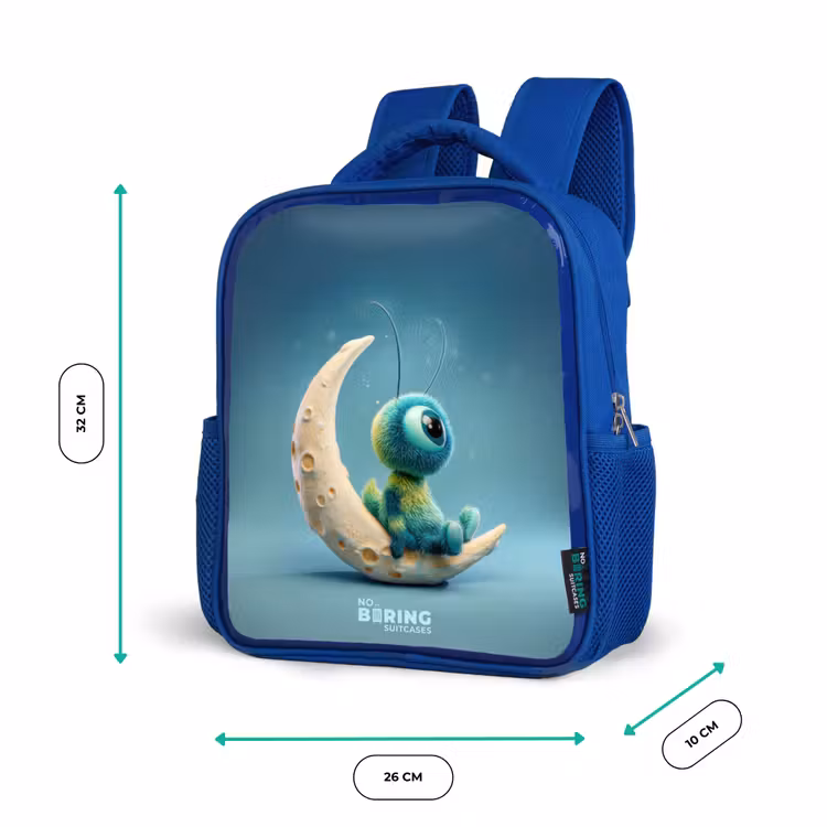 Dromerig Wezentje op de Maan Kinderrugzak - Blauw middel -productfoto_formaten