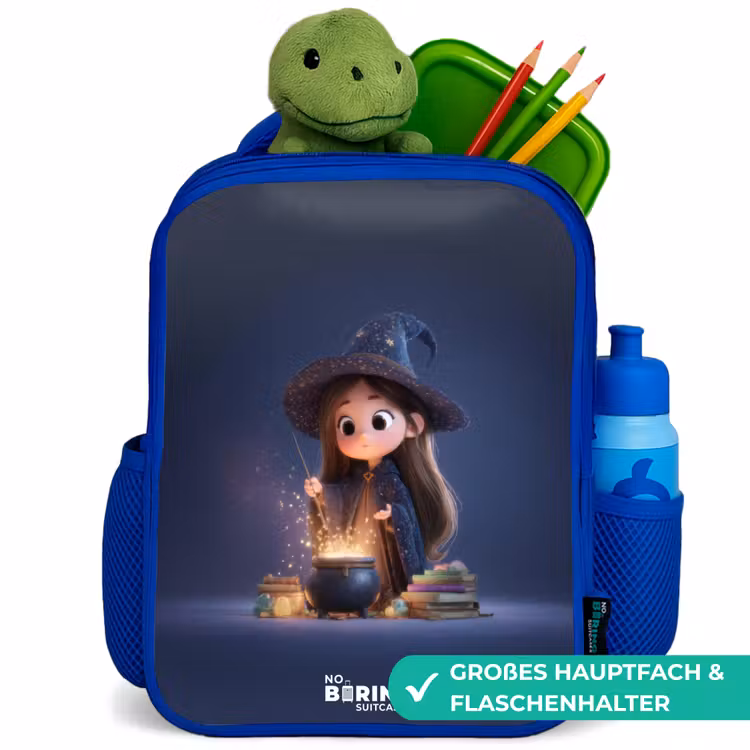 Betoverend meisje met ketel Kinderrugzak - Blauw middel -inhoud_DE