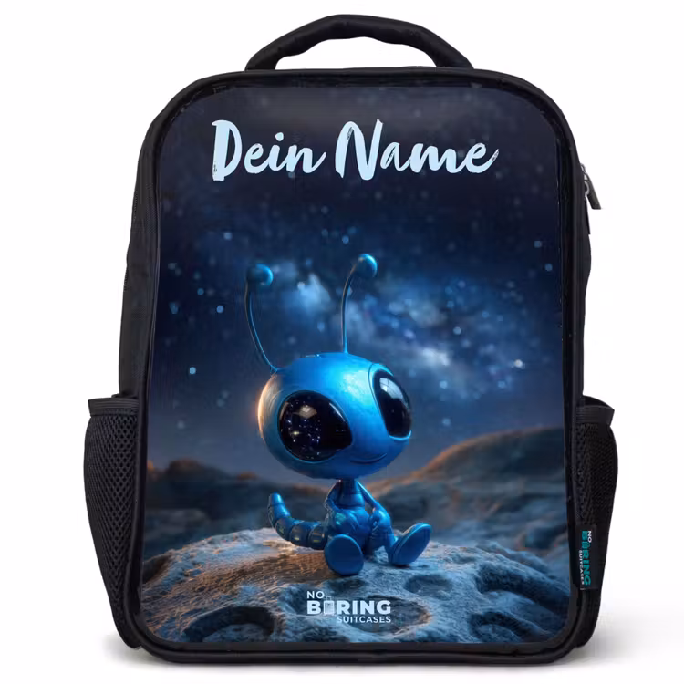 Blauw buitenaards wezentje onder sterrenhemel Rugzak - Zwart middel -3d