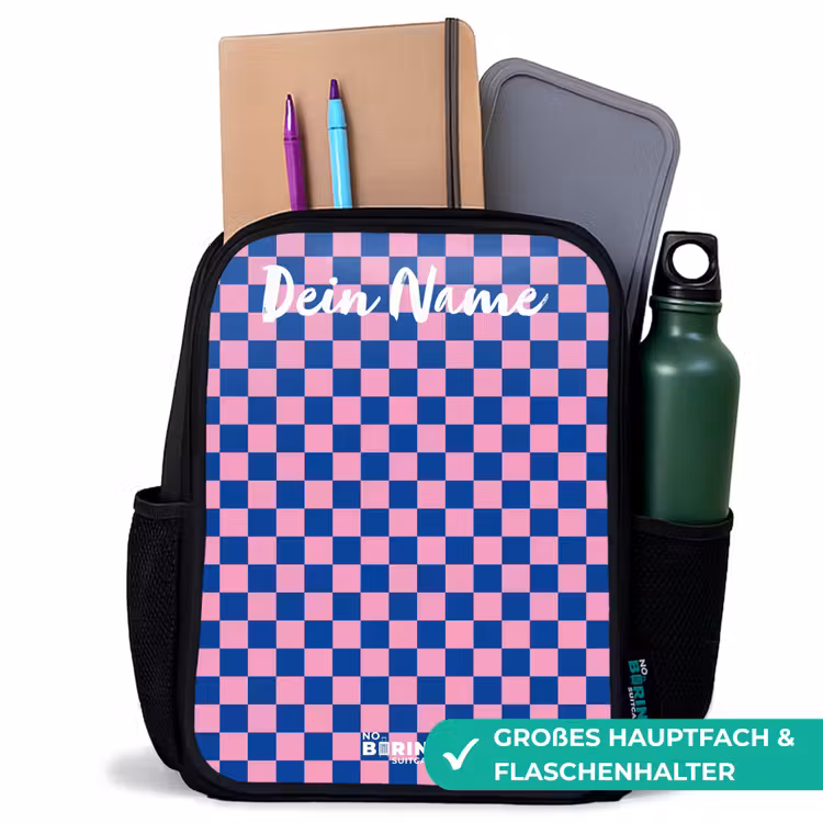Blokjes - Blauw - Roze Rugzak - Zwart middel -inhoud_DE
