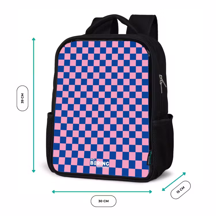 Blokjes - Blauw - Roze Rugzak - Zwart middel -productfoto_formaten