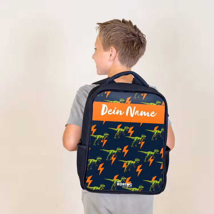 Dinos - Bliksem - Dieren - Blauw Rugzak - Zwart middel -sfeer2