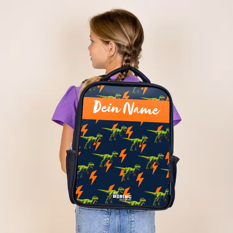 Dinos - Bliksem - Dieren - Blauw Rugzak - Zwart middel -sfeer5