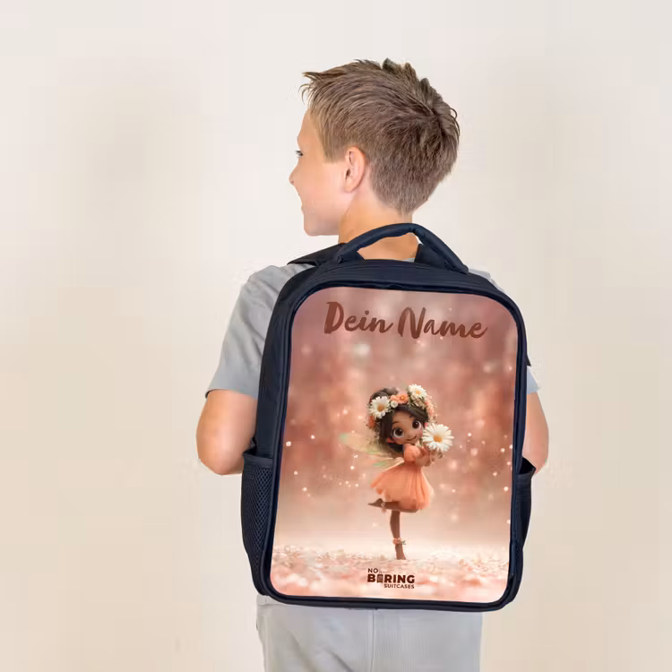 Fee met madeliefjes Rugzak - Zwart middel -sfeer2