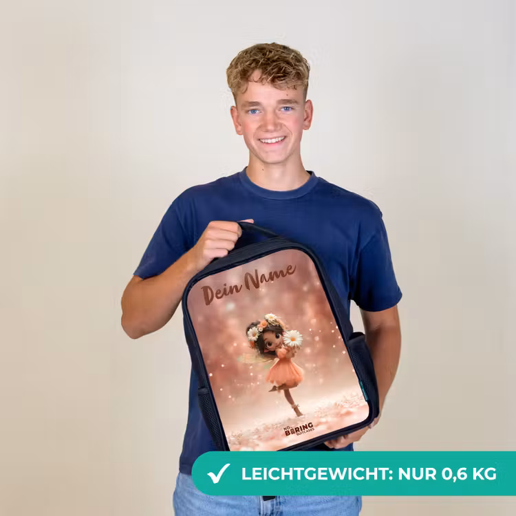 Fee met madeliefjes Rugzak - Zwart middel -sfeer7_DE