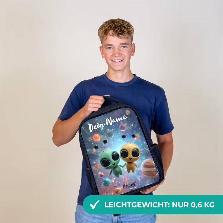 Vrolijke buitenaardse vrienden Rugzak - Zwart middel -sfeer7_DE