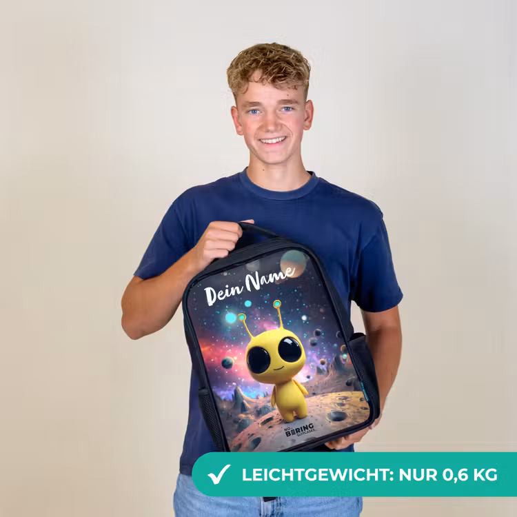 Vrolijk buitenaards wezentje Rugzak - Zwart middel -sfeer7_DE